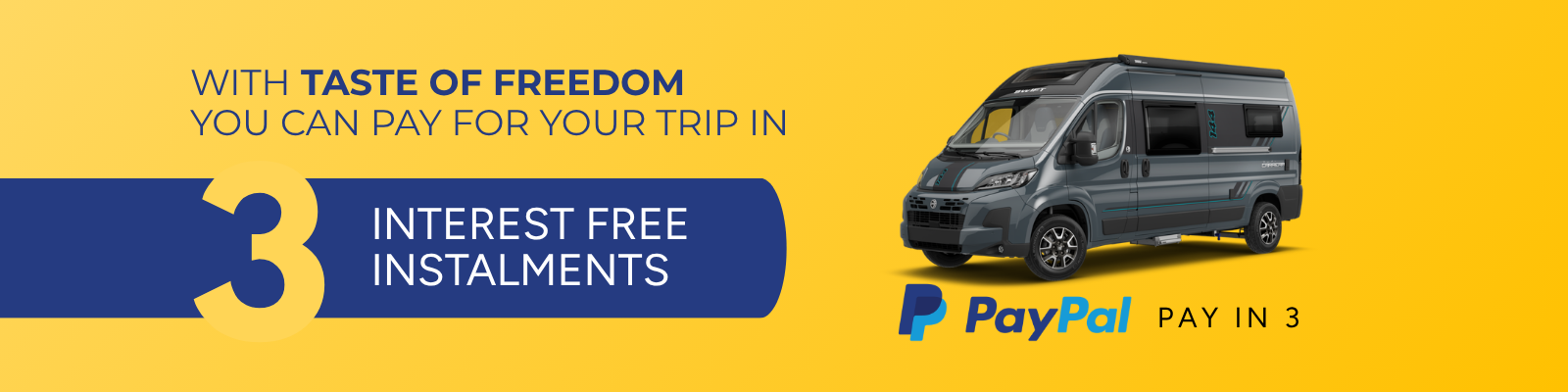 Paypal pay in 3 motorhome and camper hire